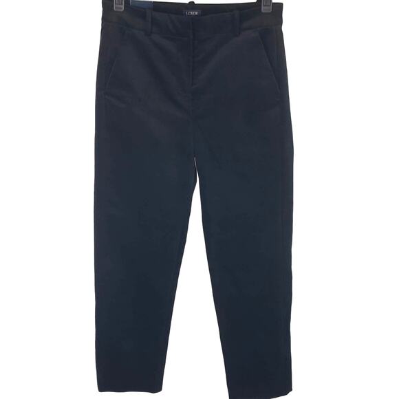 NWT J.Crew Kallie Black Velvet Straight Leg 98% Cotton Stretch Mid Rise Pants 2 - Picture 3 of 16